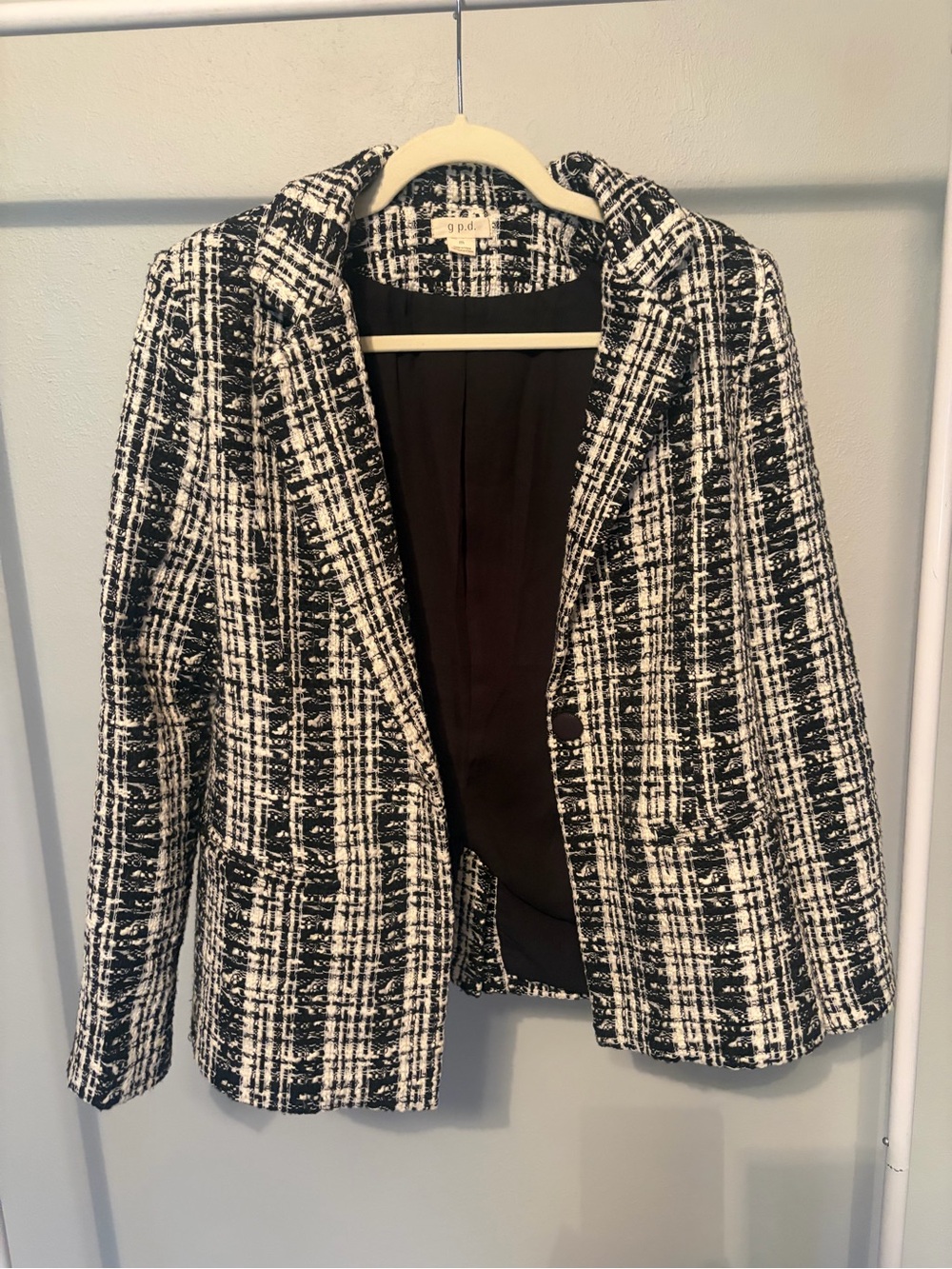 Black & White Tweed Single-Button Blazer